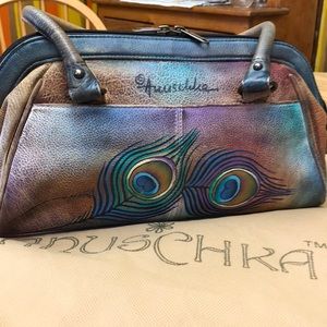 Anuschka w/classic peacock feather design